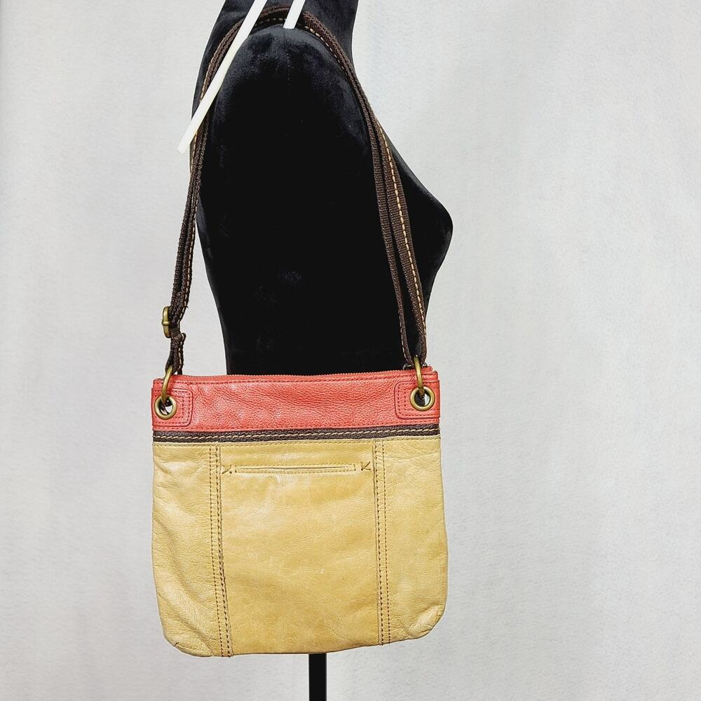 The Sak Kendra Tan Brown & Red Leather Crossbody Purse, PRE-OWNED - Picture 2 of 9